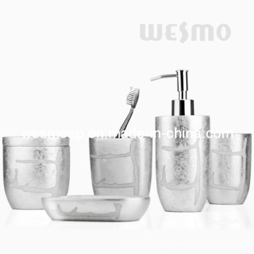 Silver Foil Polyresin Bathroom Set